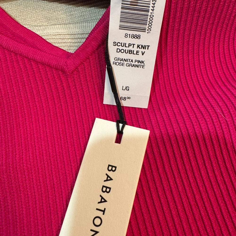 Babaton Ribbed V-Neck Tank Top - Fuchsia - Picture 3 of 3